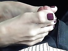 Amateur footjob