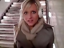 Gorgeous Blonde Swallowing A Load Of Cum In Public