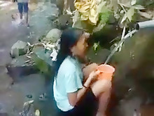 Indonesia girl outdoor nature shower