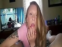 Amateur gives blowjob and swallows cum